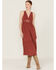 Lush Women's Maroon Sleeveless Lace Trim Dress, Maroon, hi-res
