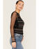 Shyanne Women's Beaded Mesh Crop Top, Black, hi-res