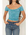 Image #3 - Fornia Women's Ruching Solid Short Sleeve Tee, Blue, hi-res