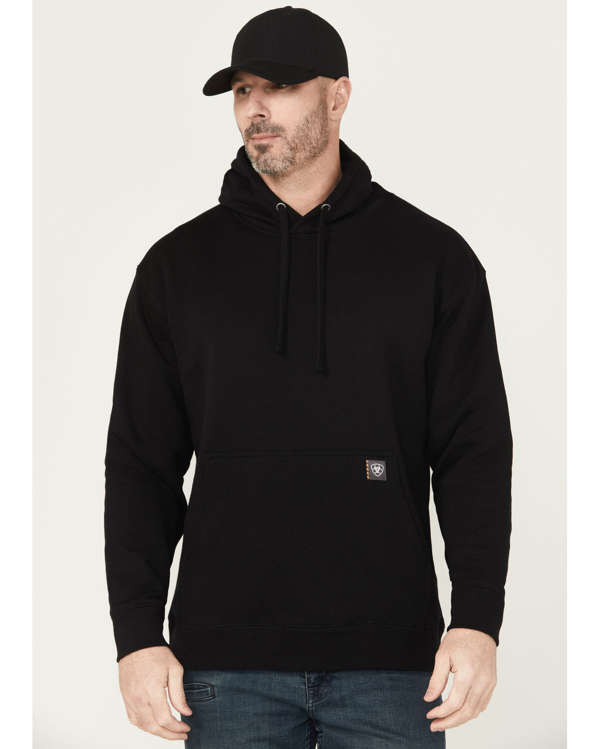 Image #2 - Ariat Men's Rebar Workman Bare Knuckle Hooded Sweatshirt, Black, hi-res