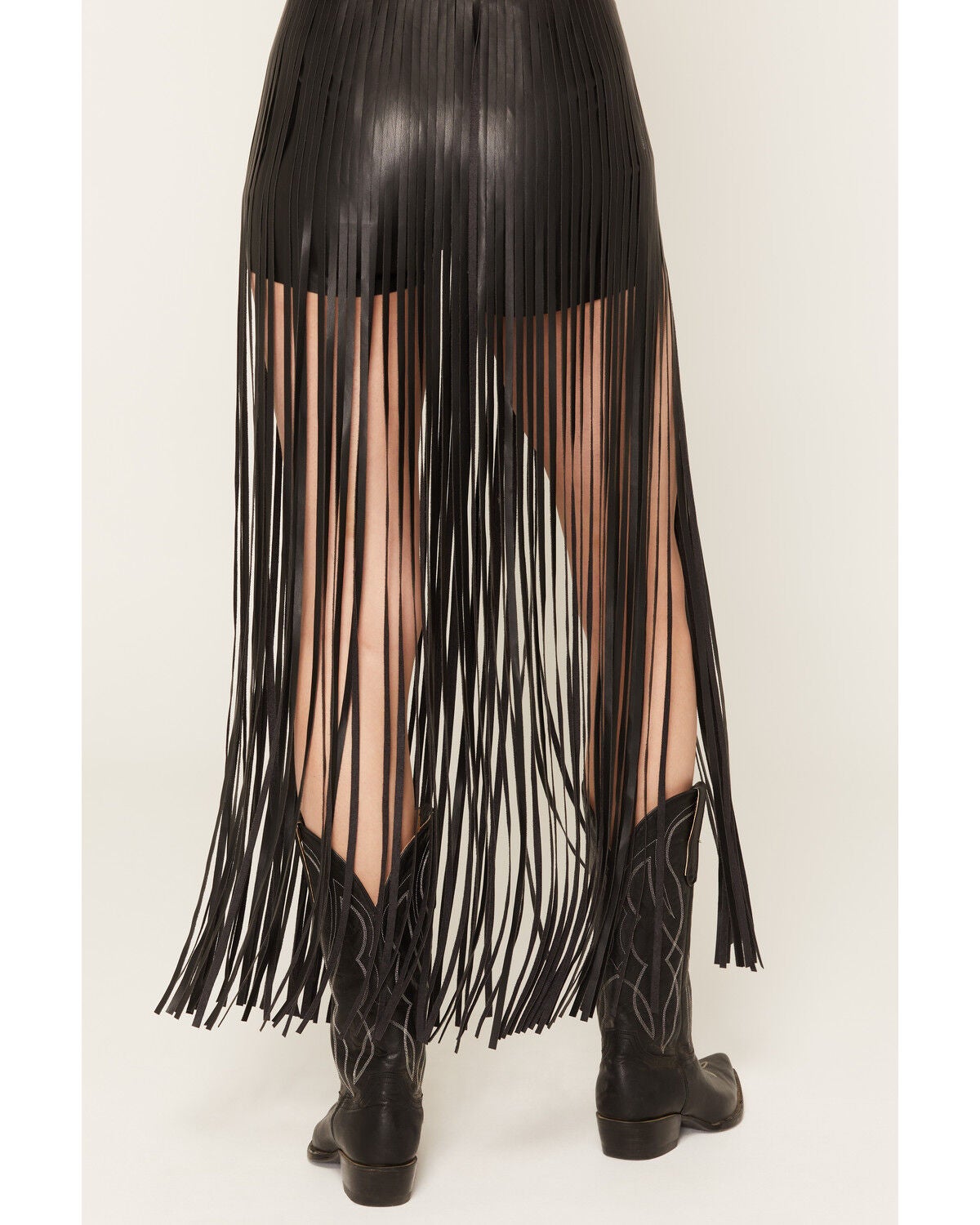Image #4 - Idyllwind Women's Hanoverian Faux Leather Fringe Shorts, Black, hi-res