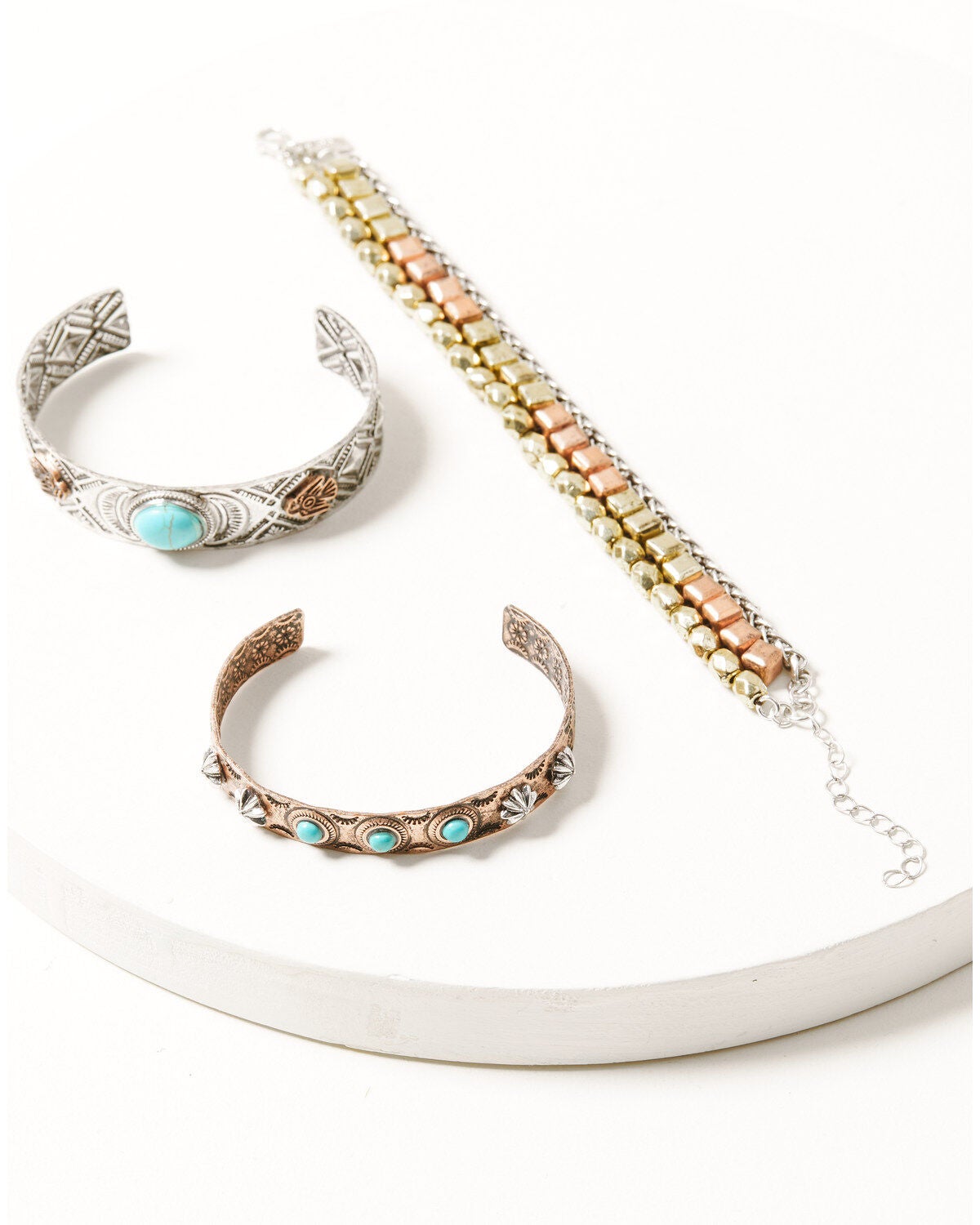Image #1 - Shyanne Women's Cactus Rose Mixed Metal Bracelet Set - 3 Piece, Rust Copper, hi-res