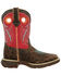 Durango Boys' Caiman Print Western Boots - Square Toe, White, hi-res
