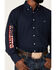 Resistol Men's Navy USA Logo Embroidered Long Sleeve Button Down Western Shirt , Navy, hi-res