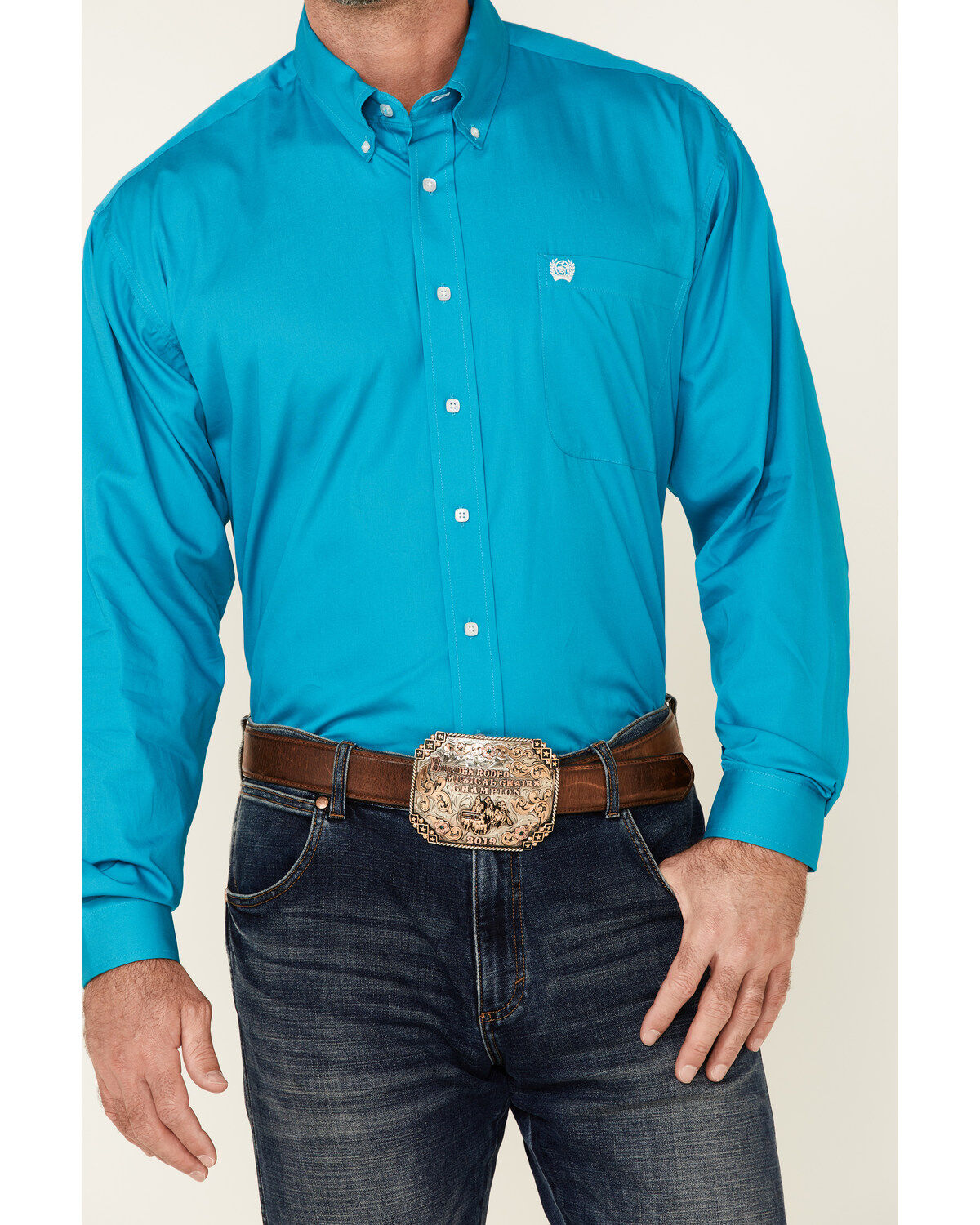 Image #3 - Cinch Long Sleeve Button Down Solid Teal Shirt - Big & Tall, Teal, hi-res