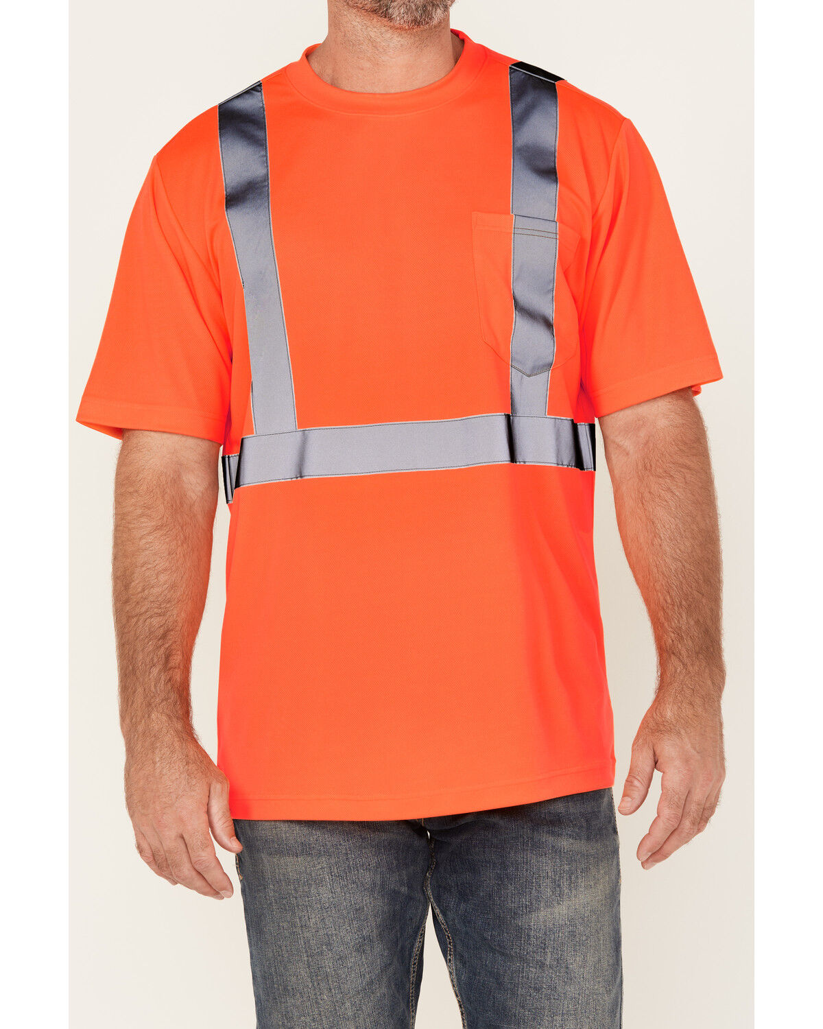 Image #3 - Hawx Men's Hi-Vis Reflective Short Sleeve Work T-Shirt - Big, Orange, hi-res