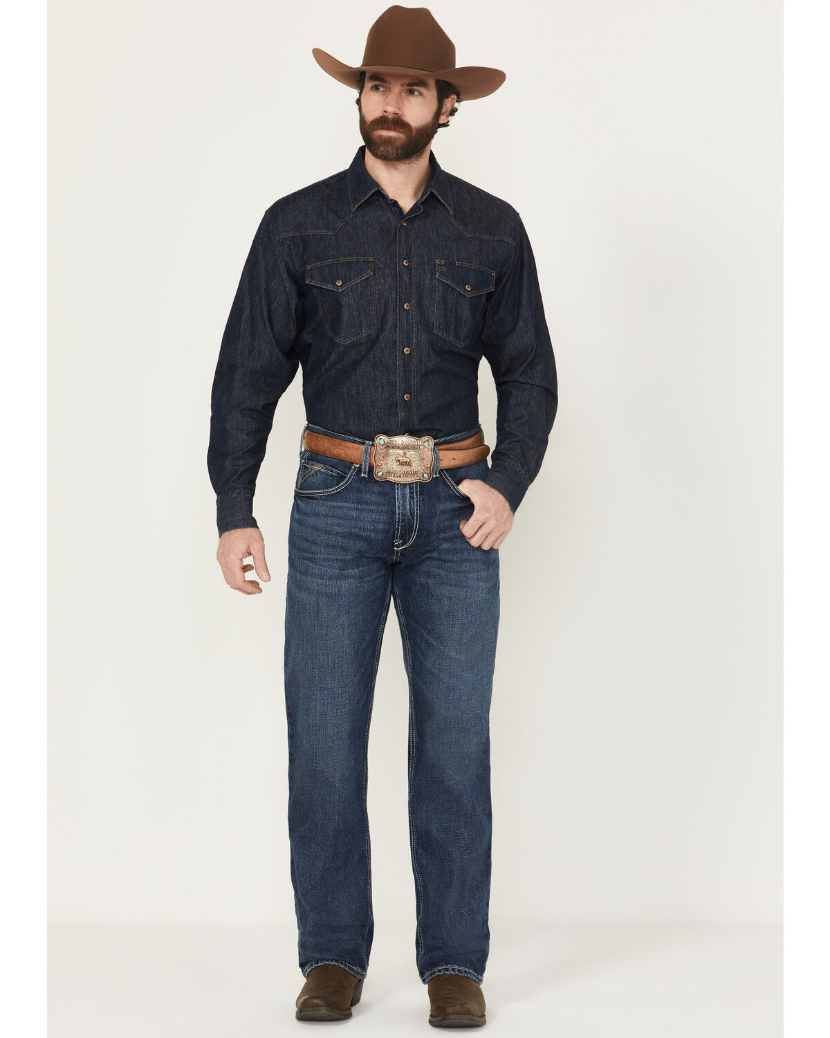 Image #1 - Ariat Men's M2 Camilo Dark Wash Relaxed Bootcut Rigid Denim Jeans - Big, Dark Wash, hi-res