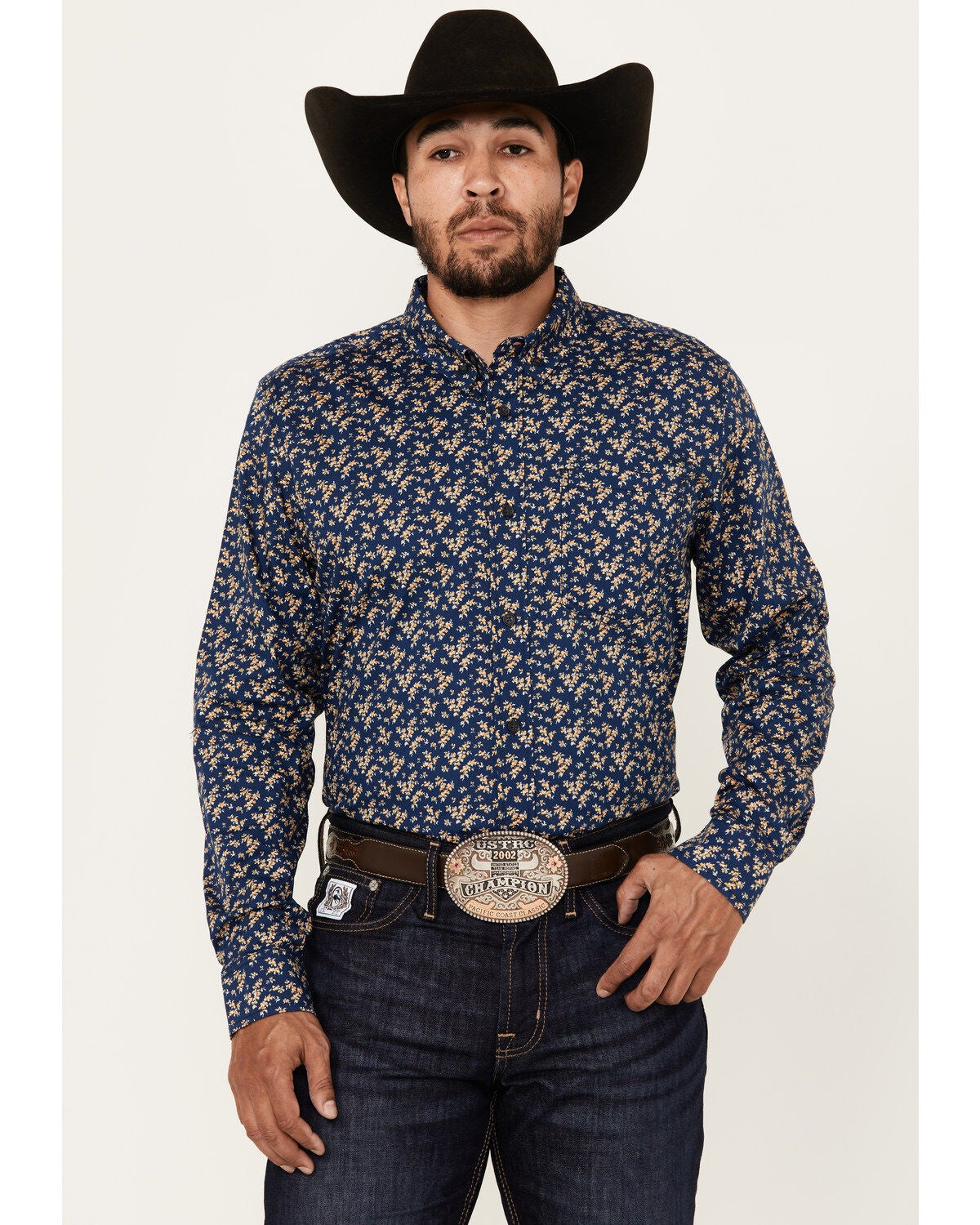Cody James Men's El Camino Hills Floral Print Long Sleeve Button-Down Stretch Western Shirt, Navy, hi-res
