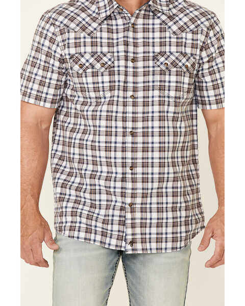 Image #3 - Moonshine Spirit Men's Fence Post Plaid Short Sleeve Snap Western Shirt , White, hi-res