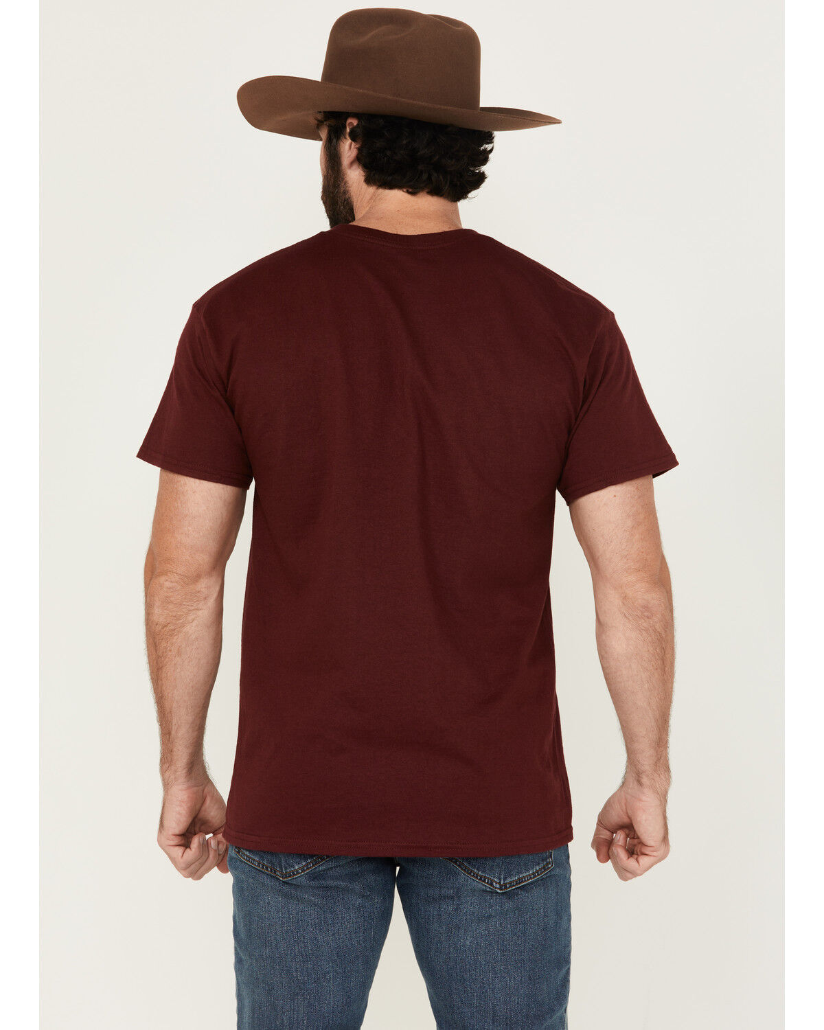 Image #4 - Riot Society Men's Boot Barn Exclusive Kiss My Brass Embroidery Short Sleeve T-Shirt, Burgundy, hi-res