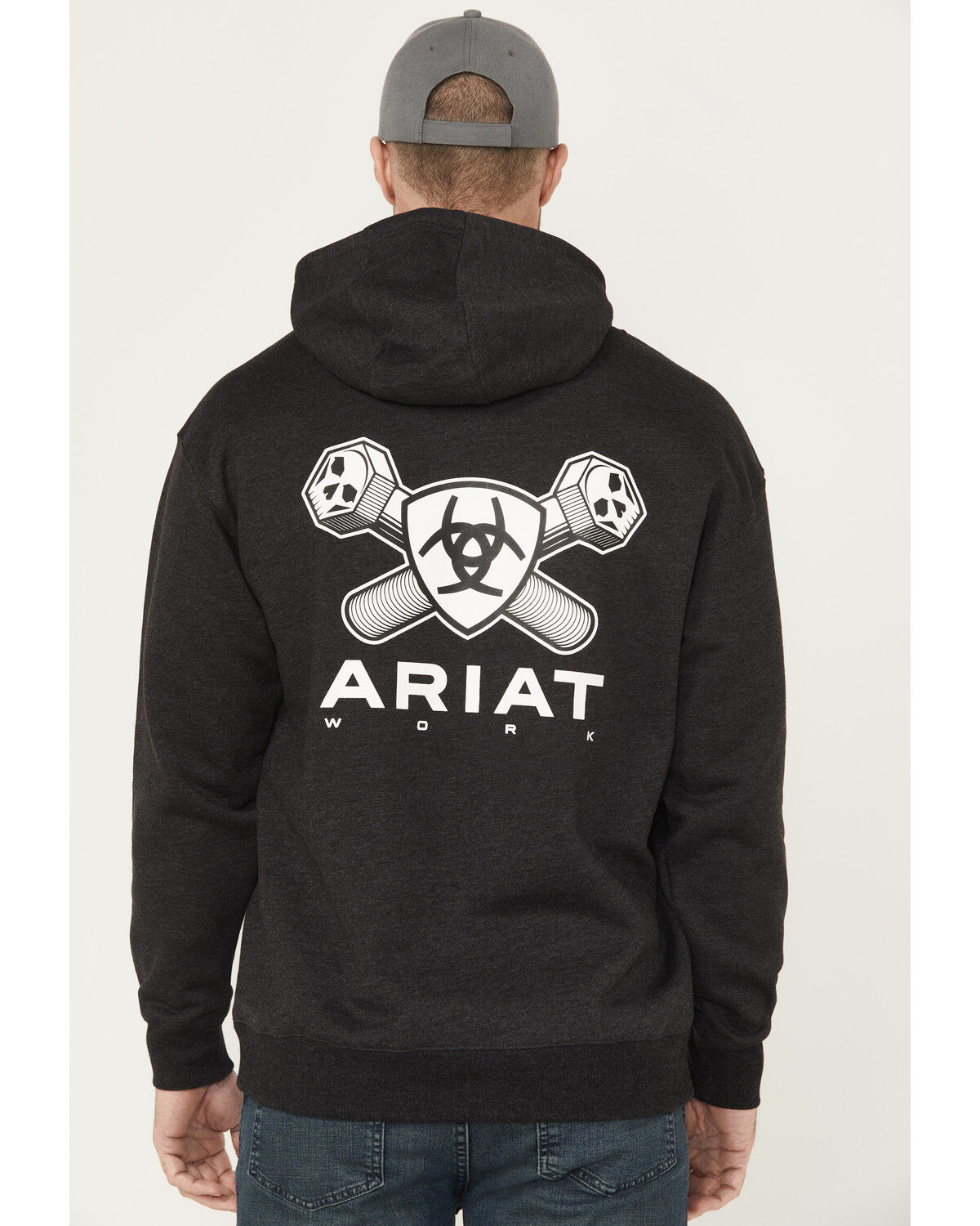 Image #1 - Ariat Men's Rebar Workman Bolt Hooded Sweatshirt, Charcoal, hi-res
