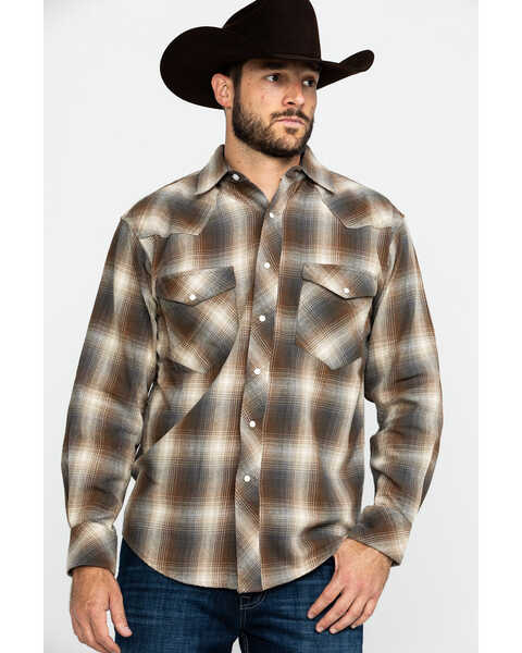 Image #1 - Resistol Men's Richland Ombre Plaid Long Sleeve Western Shirt , , hi-res