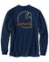 Image #1 - Carhartt Men's Loose Fit Heavyweight Logo Long Sleeve Work Shirt, Navy, hi-res
