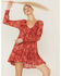 Beyond The Radar Women's Red Long Sleeve Knit Mini Dress, Red, hi-res