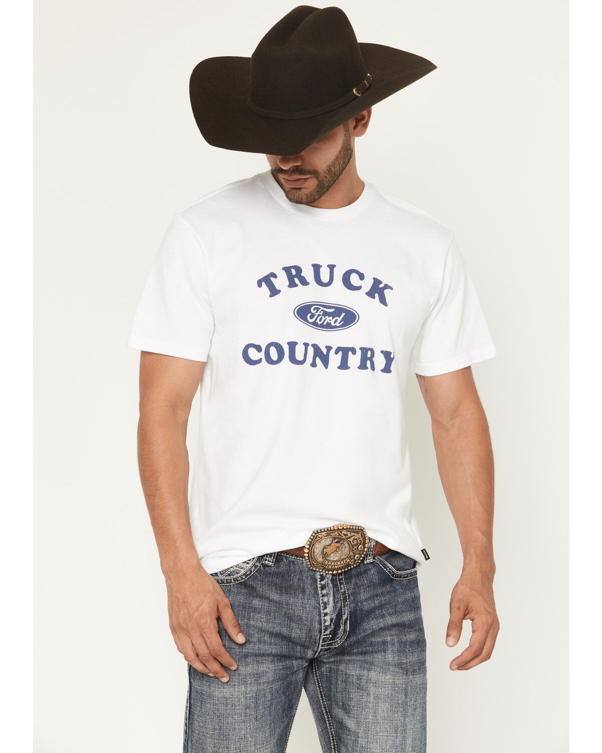 Image #1 - Brixton X Ford Men's Truck Country Short Sleeve Graphic T-Shirt, White, hi-res