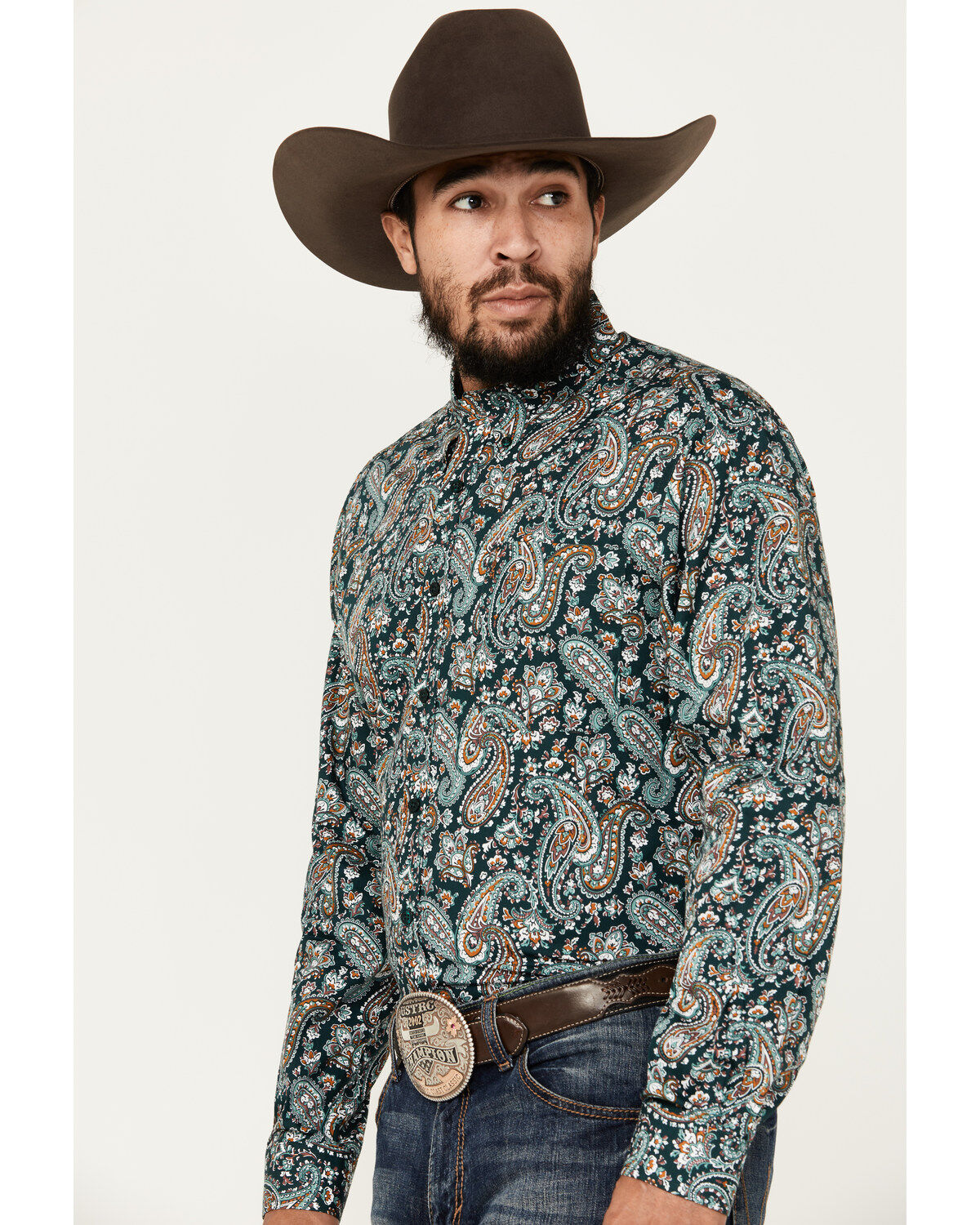 Cinch Men's Paisley Print Long Sleeve Button-Down Western