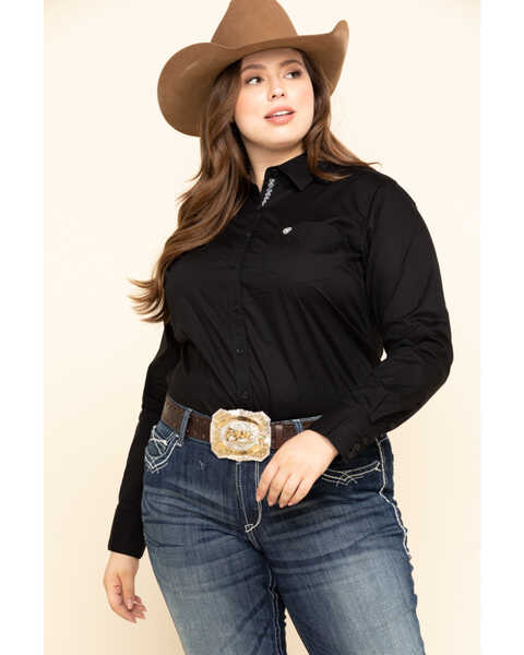 Image #1 - Ariat Women's Black Kirby Stretch Shirt - Plus, Black, hi-res