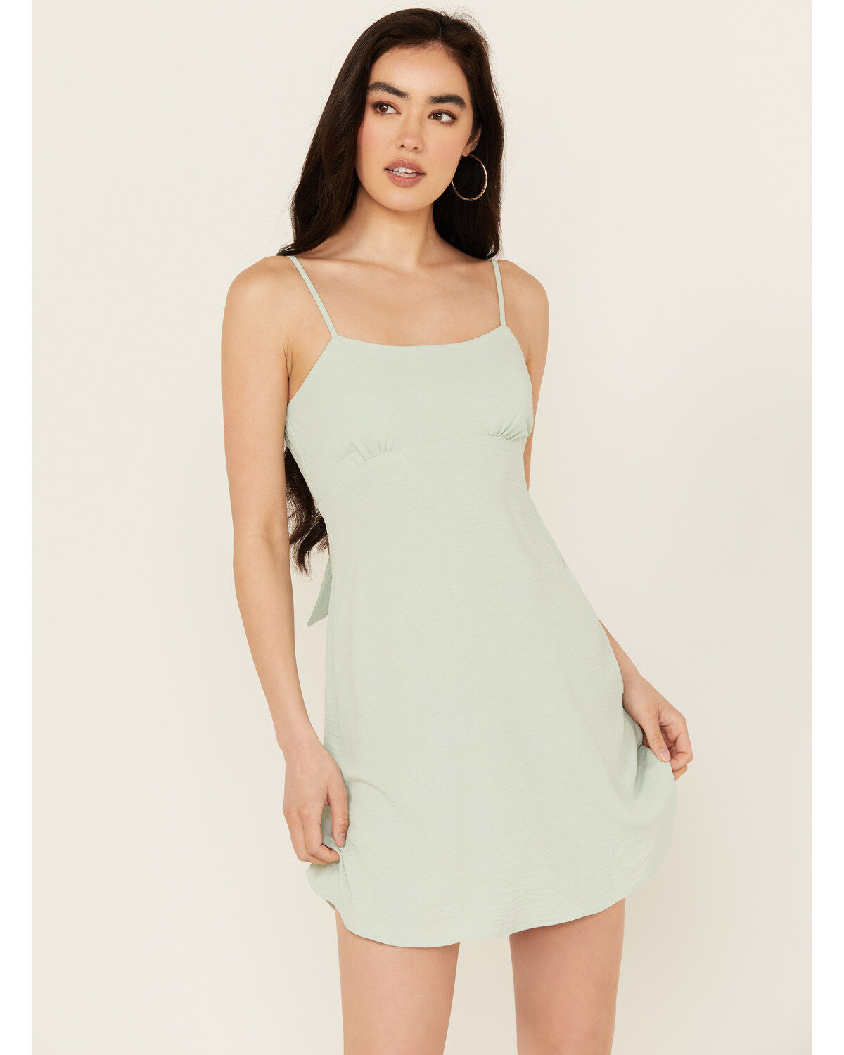 Image #1 - Originality Women's Tie Back Mini Dress, Sage, hi-res