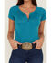 RANK 45® Women's Southwestern Burnout Henley Tee, Teal, hi-res