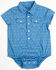 Image #1 - Wrangler Infant Boys' Boot Barn Exclusive Horseshoe Print Short Sleeve Snap Onesie, Blue, hi-res