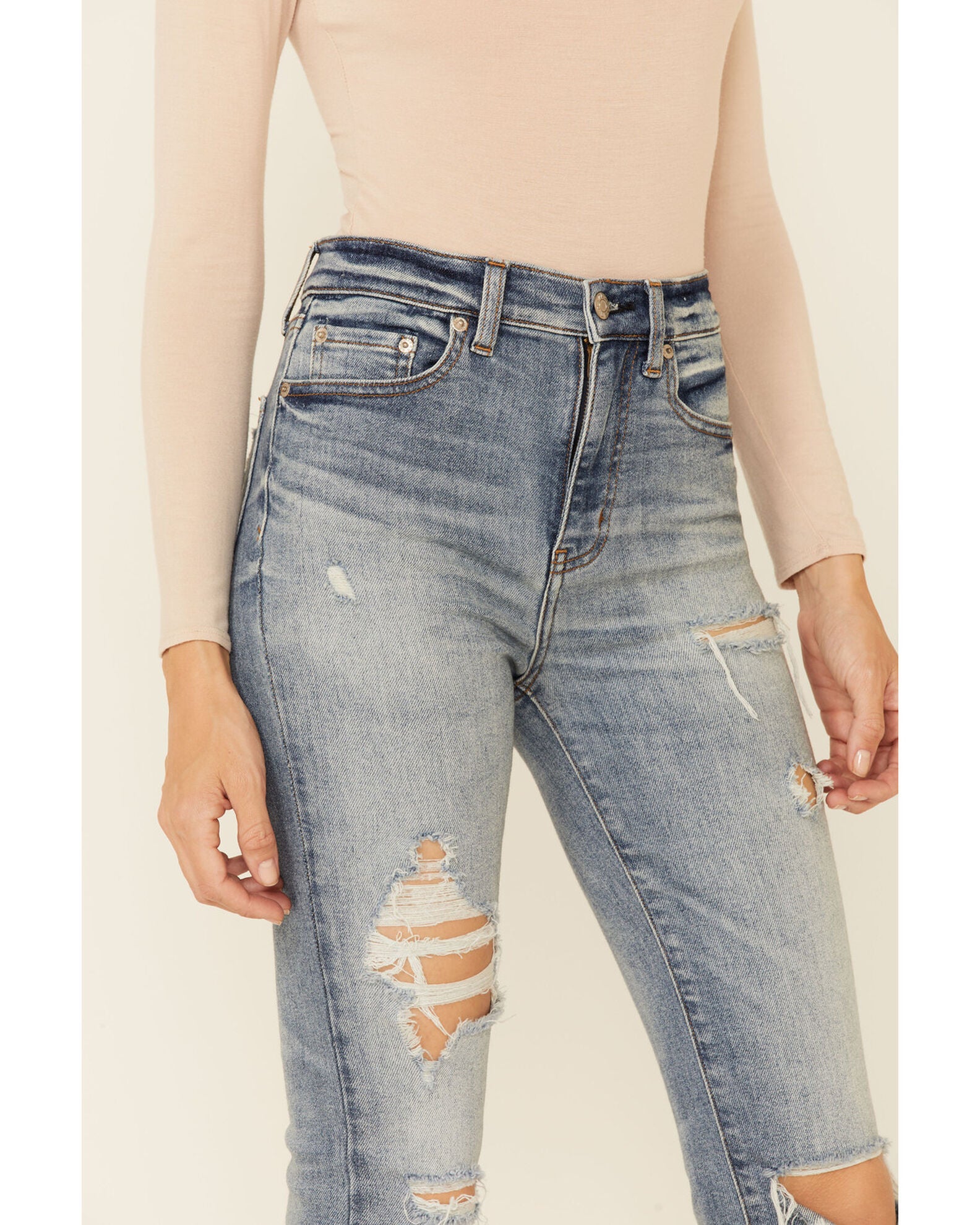 Risen Light Wash Distressed Bootcut Jeans