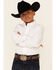 Cinch Boy's Solid Long Sleeve Shirt, White, hi-res