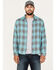 Brixton Men's Bowery Soft Weave Long Sleeve Button Down Flannel Shirt, Teal, hi-res