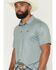 Image #2 - Ariat Men's Fitted Micro Geo Print Short Sleeve Polo, Green, hi-res