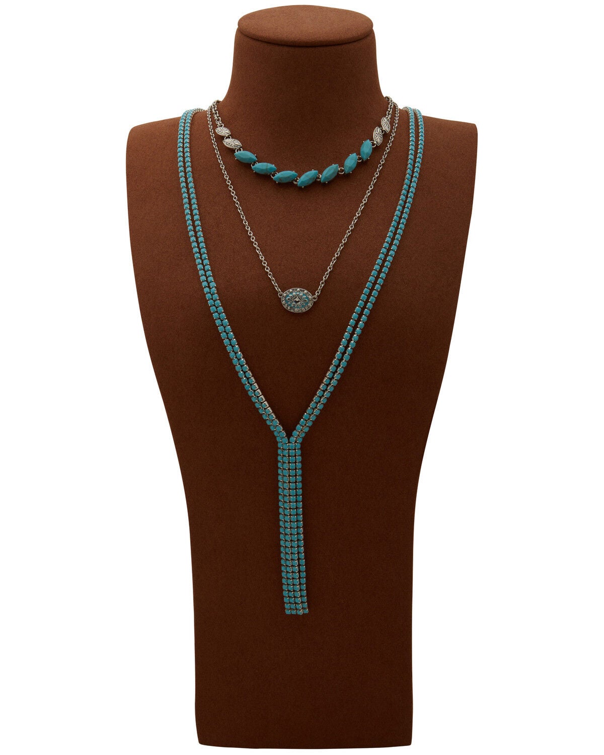 Image #2 - Lainey Wilson Women's 3 Row Stone Necklace, Turquoise, hi-res