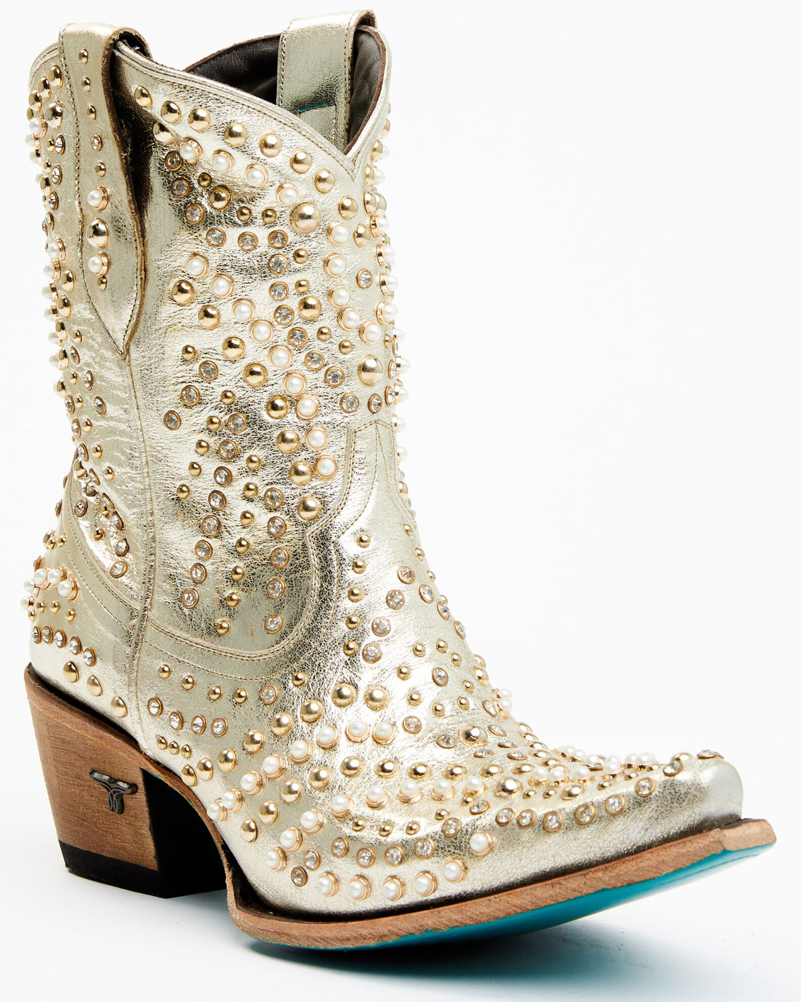 Boot Barn X Lane Women s Exclusive Dolly Metallic Leather Western Bridal Booties Snip Toe