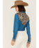 Ranch Dress'n Women's Leopard Yoke Teal Performance Rodeo Shirt, Teal, hi-res