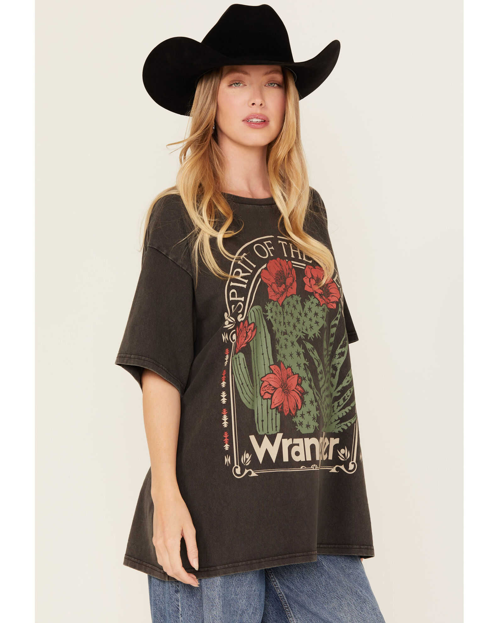 Image #2 - Wrangler Retro Women's Cactus Rose Short Sleeve Graphic Tee, Black, hi-res