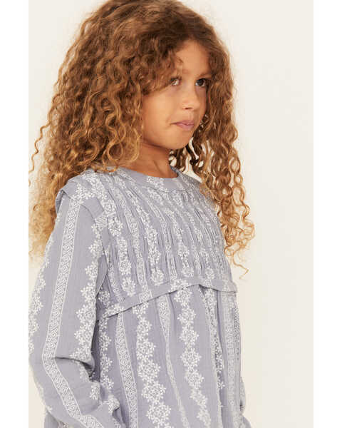 Image #2 - Hayden LA Girls' Printed Long Sleeve Woven Shirt , Blue, hi-res