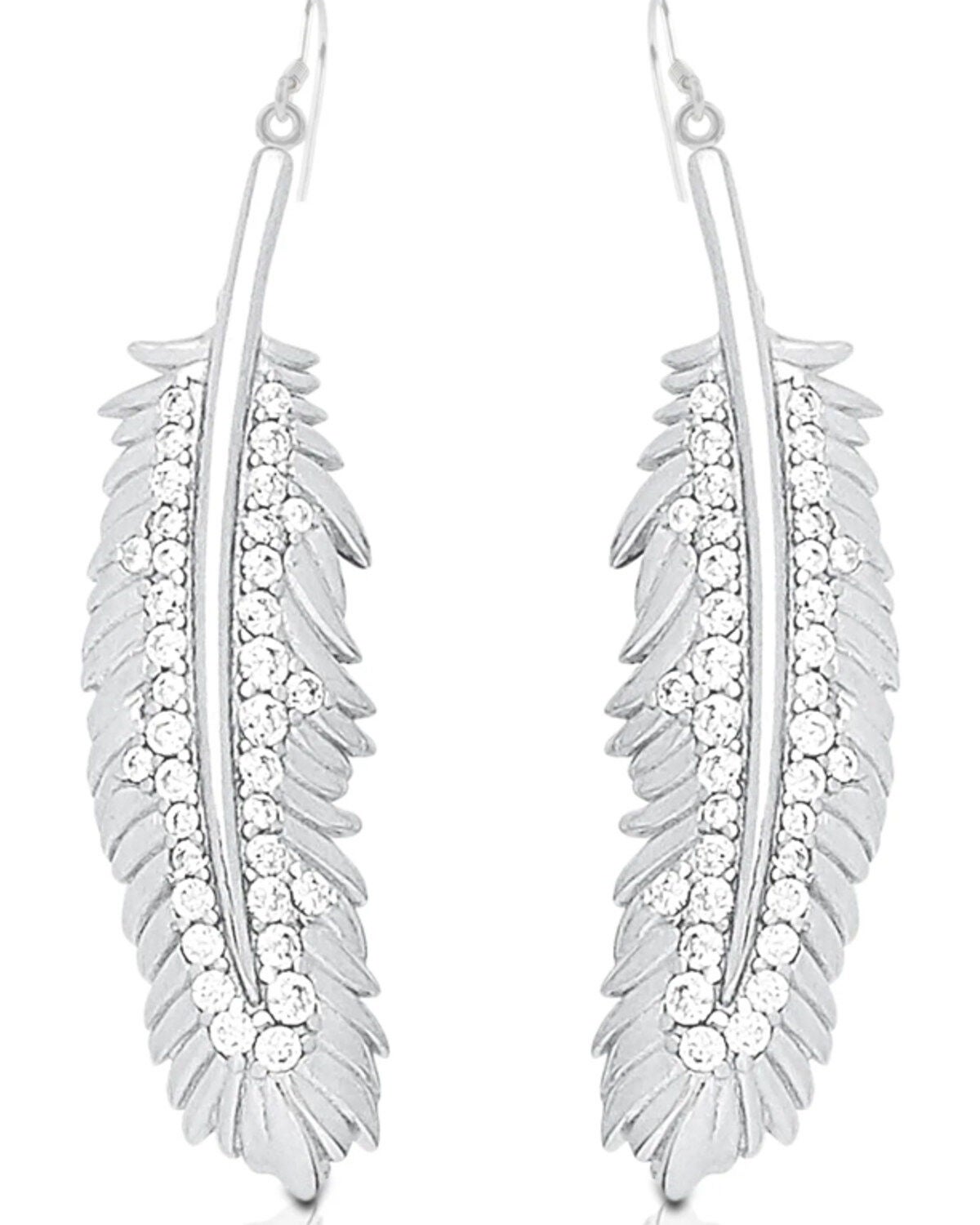 Kelly Herd Women's Silver Feather Dangle Earrings, No Color, hi-res