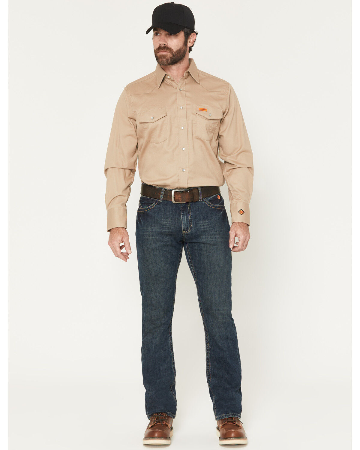 Image #1 - Wrangler Men's FR Dark Wash Vintage Slim Bootcut Stretch Denim Jeans, Dark Wash, hi-res