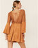 Beyond The Radar Women's Cut-Out Bell Sleeve Dress, Tan, hi-res