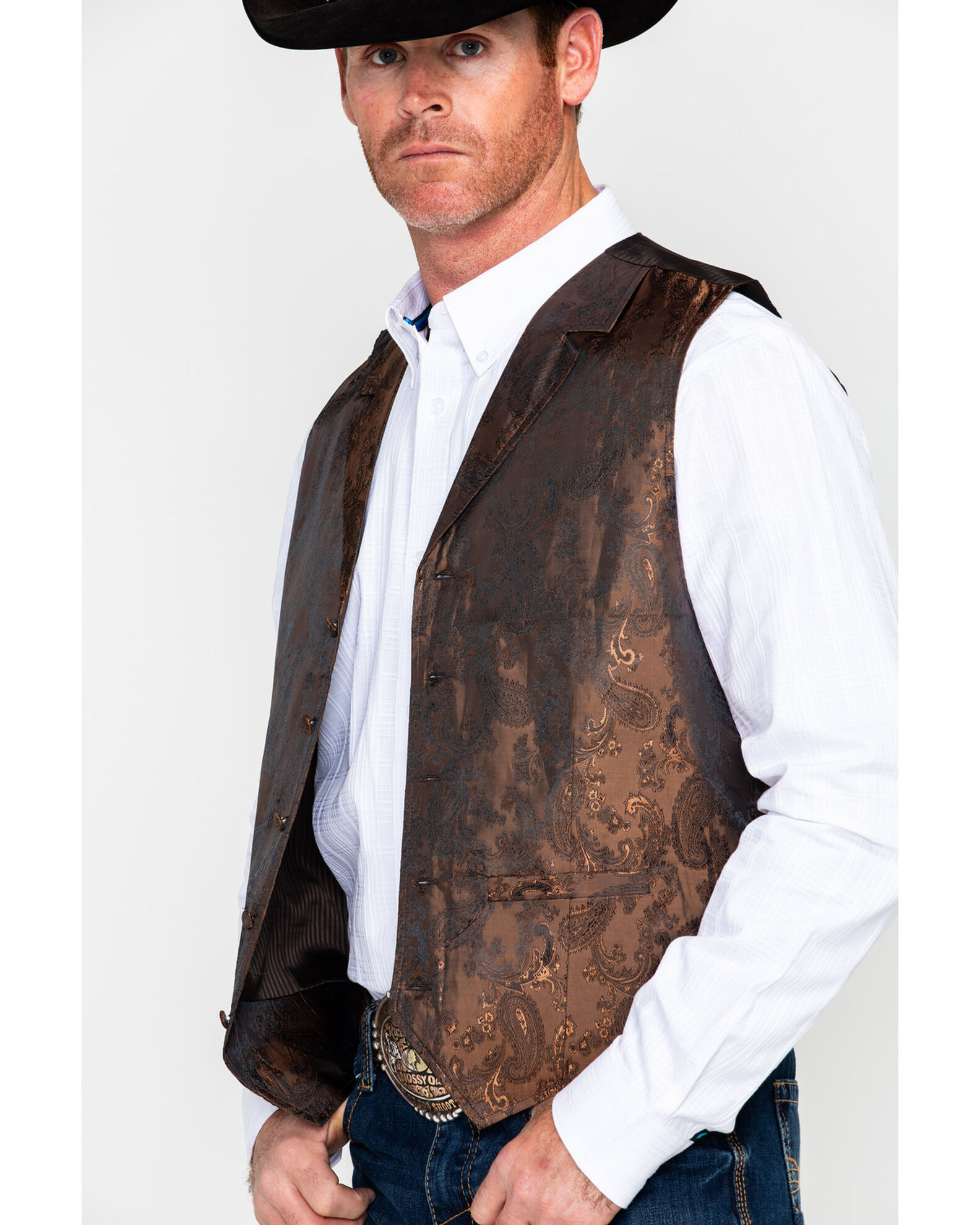 Cody James Men's Paisley Print Jacquard Button Front Vest
