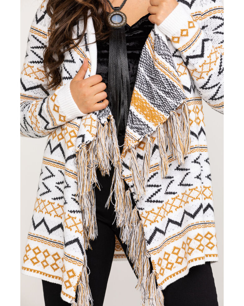 Shyanne Women S Mustard Ivory Drape Cardigan Boot Barn
