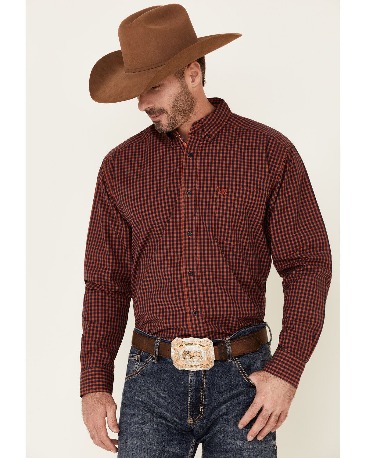 Image #1 - Ariat Men's Paco Check Plaid Long Sleeve Button Down Western Shirt, , hi-res