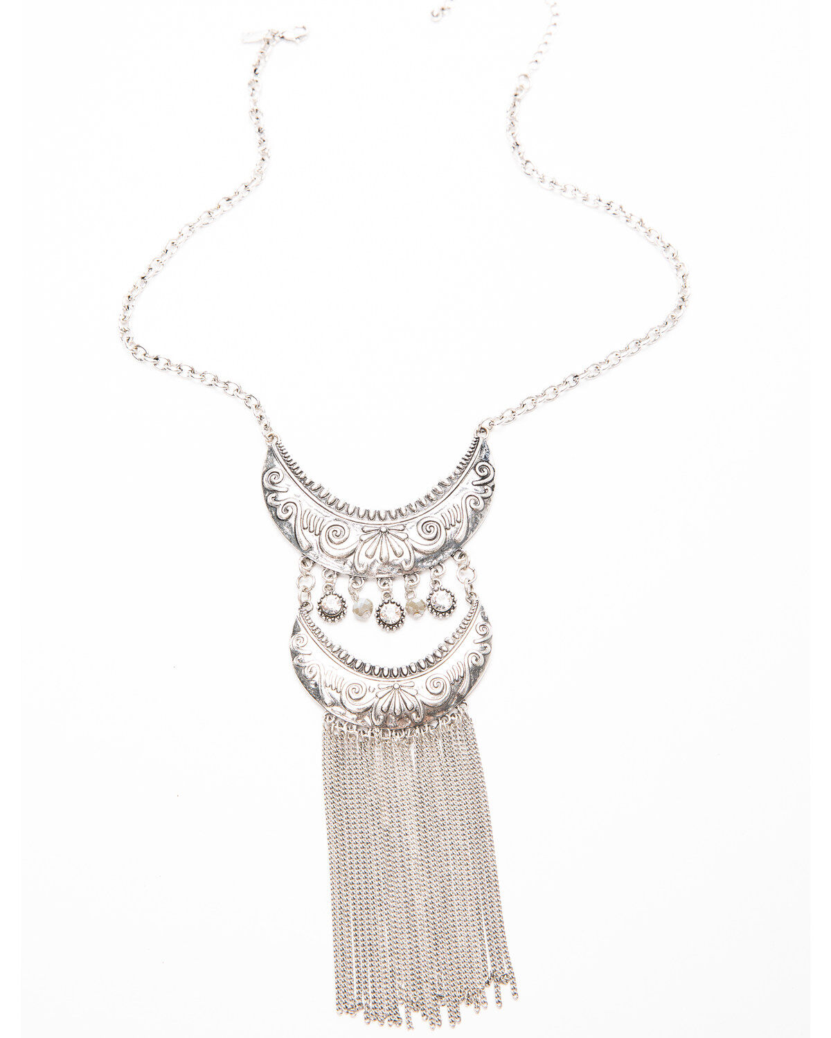Image #1 - Shyanne Women's Moonlit Linear Row Laser Cut Swag Choker Necklace , Silver, hi-res