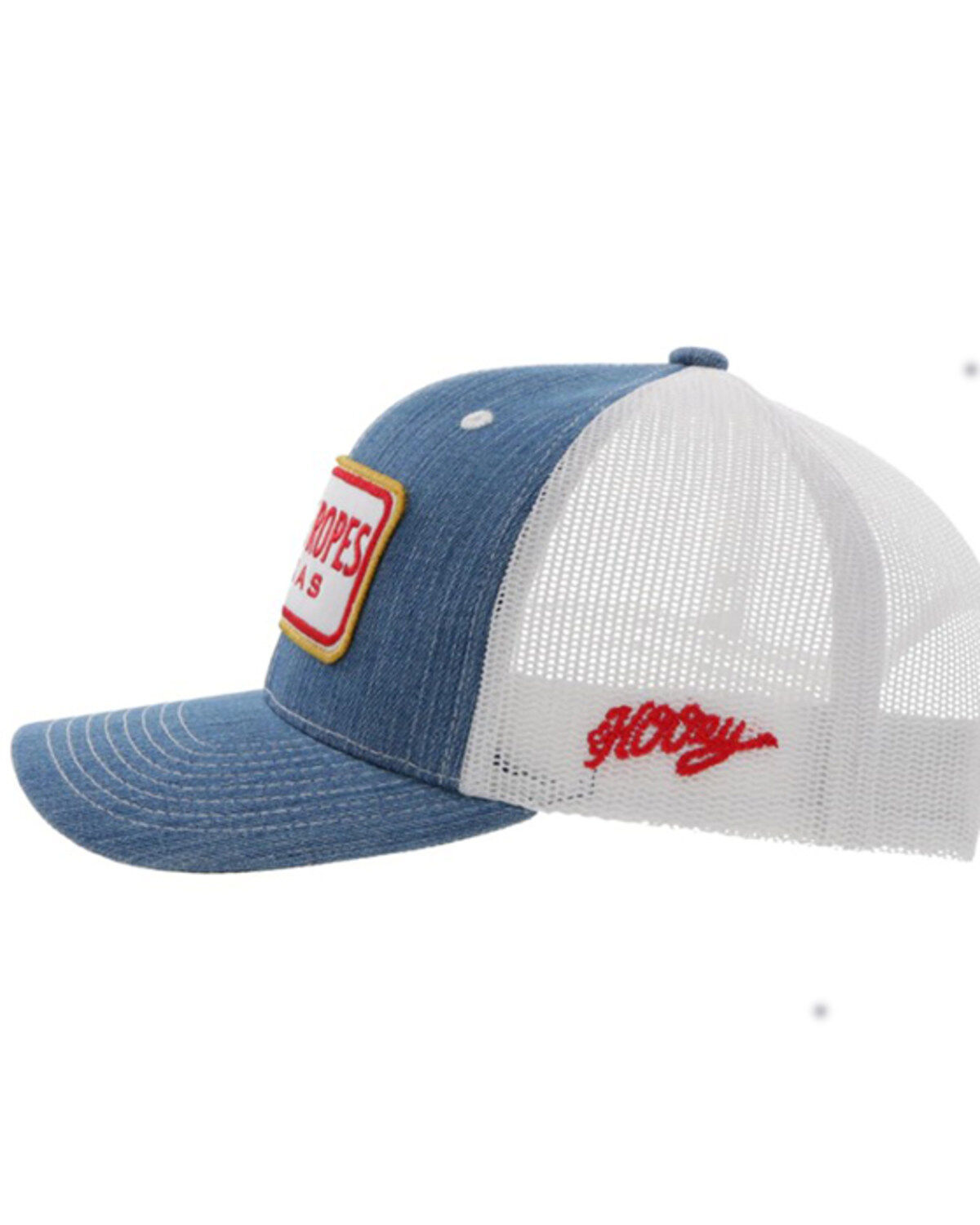 Image #4 - Hooey Men's Cactus Ropes Patch Denim Trucker Cap, Indigo, hi-res