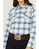 Image #4 - Kimes Ranch Women's Matadora Plaid Print Long Sleeve Western Snap Shirt, Blue, hi-res