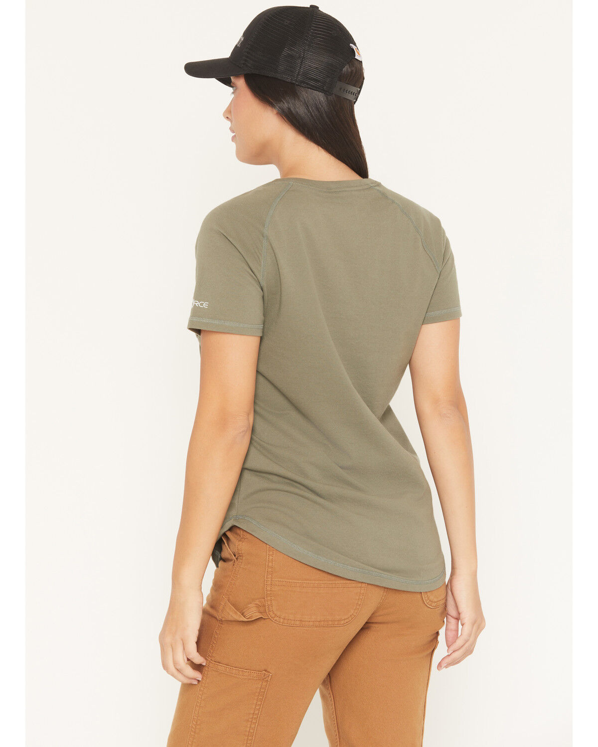 Image #4 - Carhartt Women's Force Relaxed Fit Midweight Short Sleeve Pocket Tee, Olive, hi-res