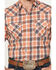 Image #3 - Ely Walker Men's Plaid Print Short Sleeve Pearl Snap Western Shirt, Orange, hi-res