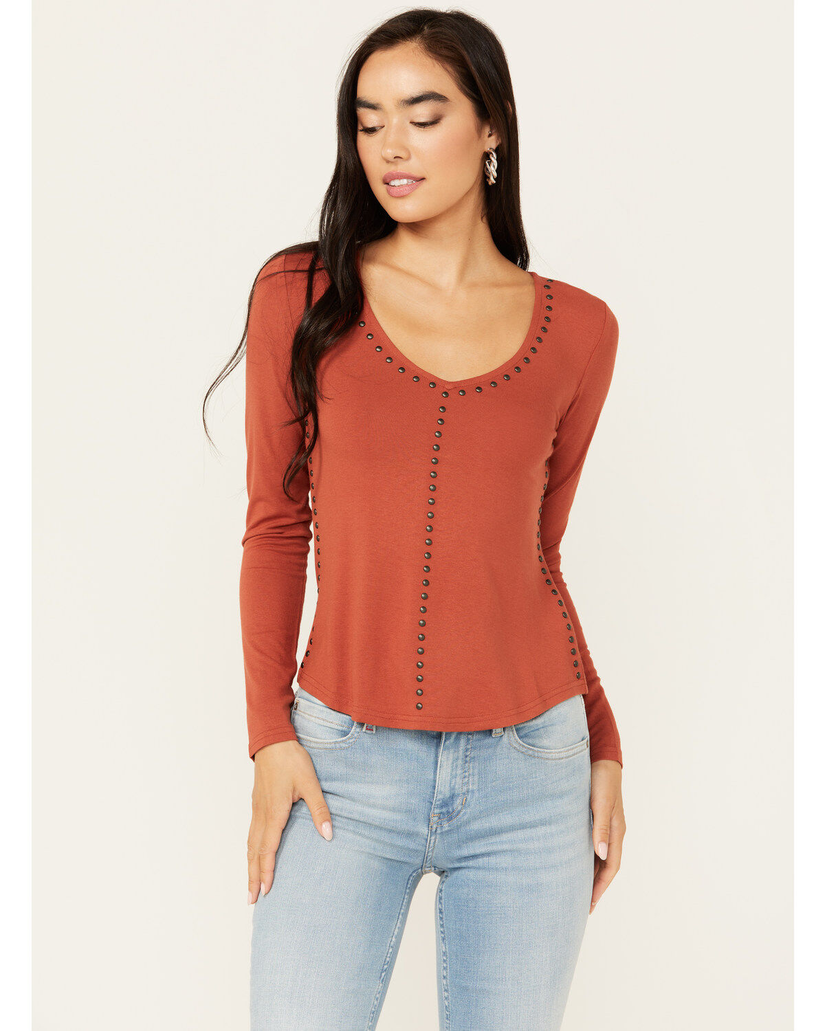 Image #1 - Idyllwind Women's Humble Long Sleeve Honky Tonk Top, Pecan, hi-res