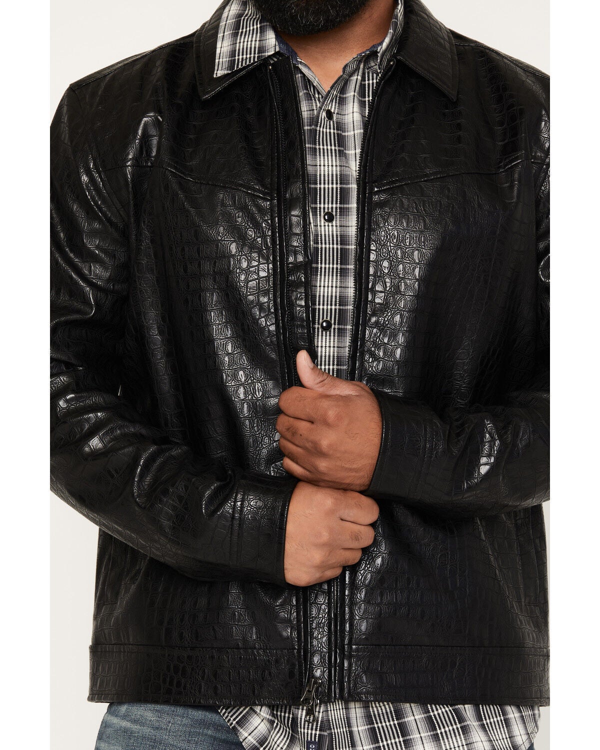 Image #3 - Moonshine Spirit&reg; Men's Cayman Faux Caiman Leather Jacket, Black, hi-res