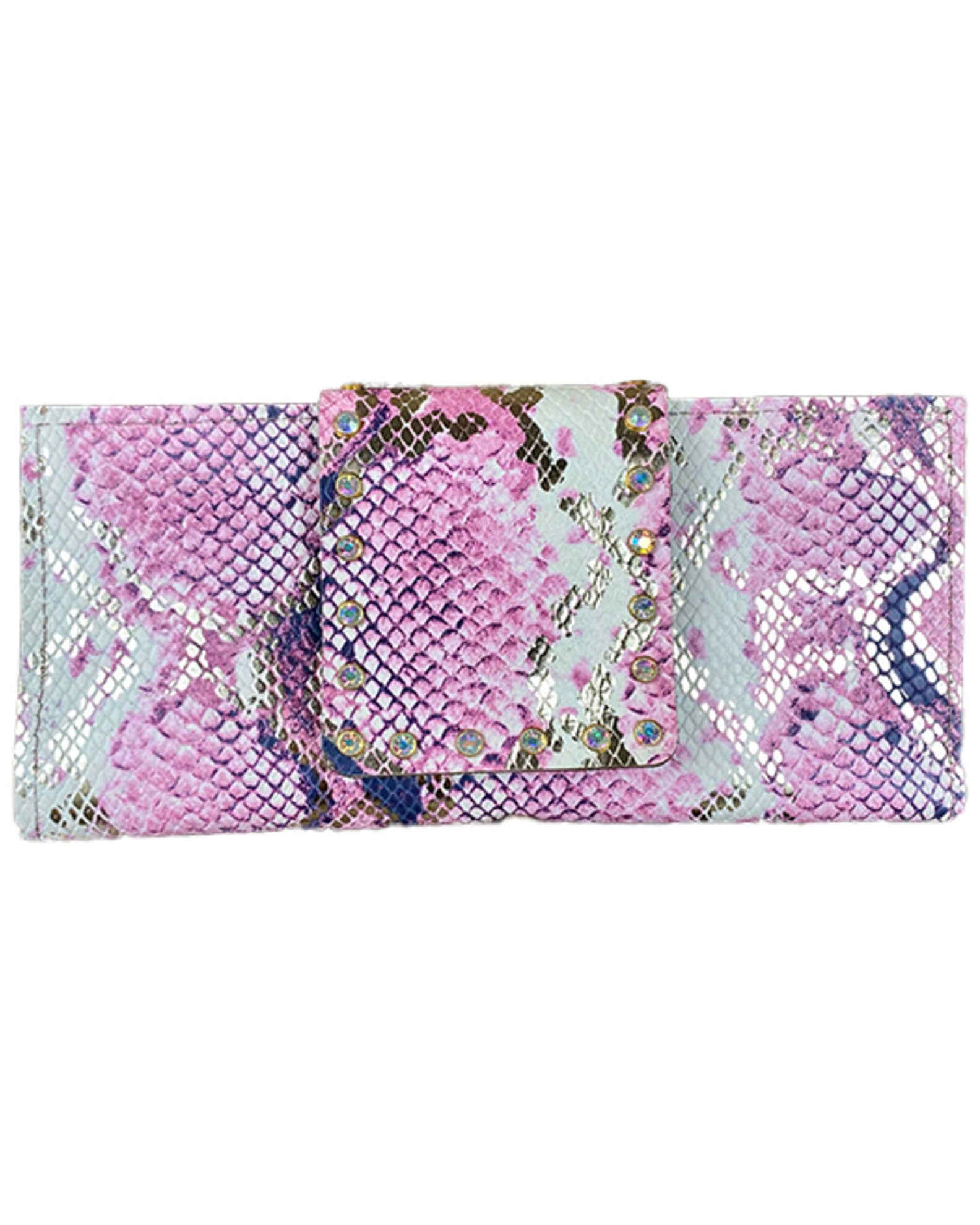 Pink snake cheap print clutch bag
