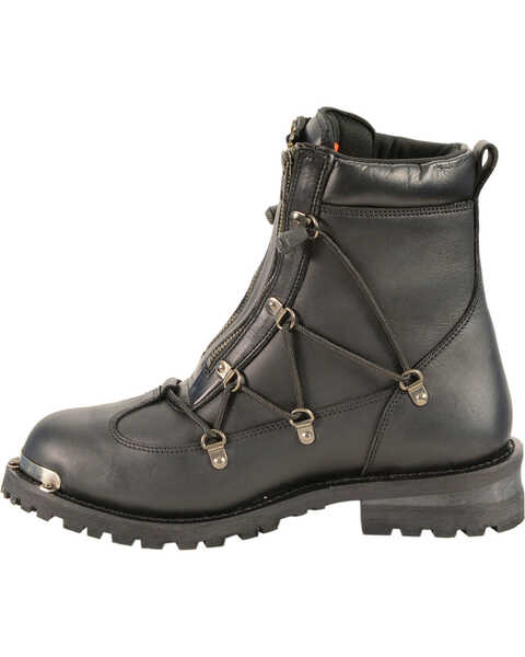 Milwaukee Leather Men's Twin Zipper Cap Toe Boots - Round Toe, Black