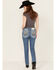 Image #1 - Miss Me Women's Medium Wash Dream Catcher Embroidered Mid Rise 32" Bootcut Stretch Denim Jeans, Medium Wash, hi-res