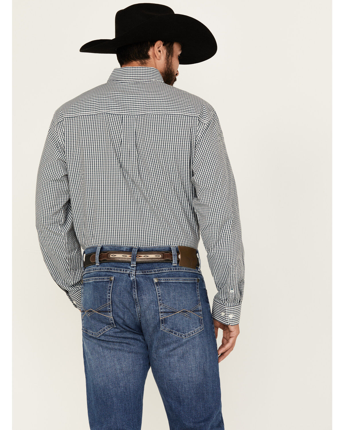 Image #4 - Cinch Men's Checkered Print Long Sleeve Button-Down Stretch Western Shirt, Teal, hi-res